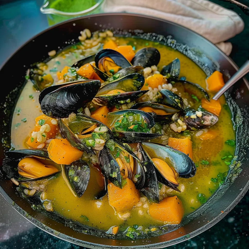 Curried Mussels with Butternut Squash
