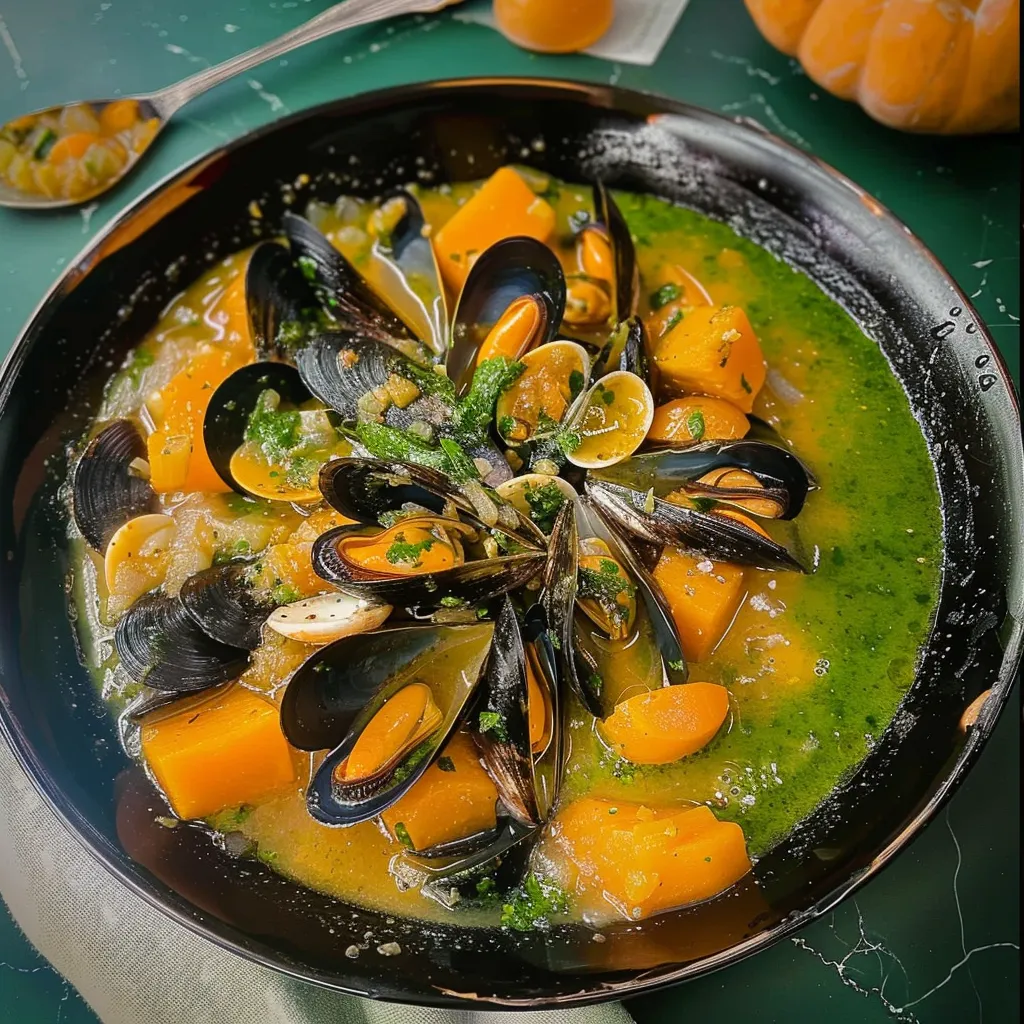 Spicy Curried Mussels with Butternut Squash Flavorful Delight