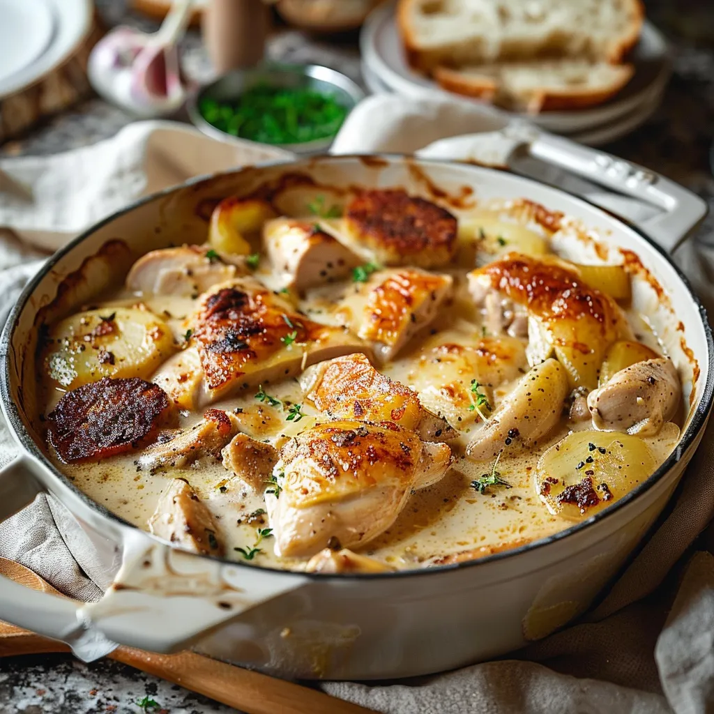 Delicious French Chicken Casserole la Normande Recipe