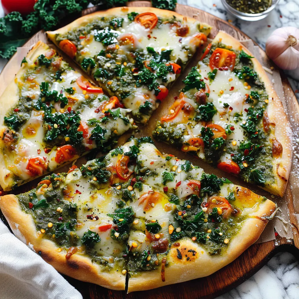 Garlicky Kale Pesto Pizza