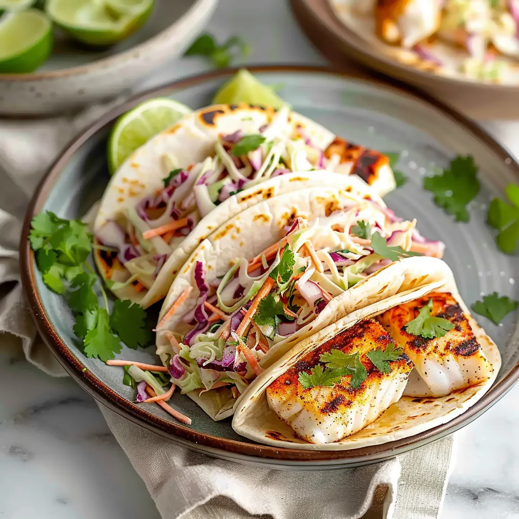 Grilled Fish Tacos with Cabbage Slaw