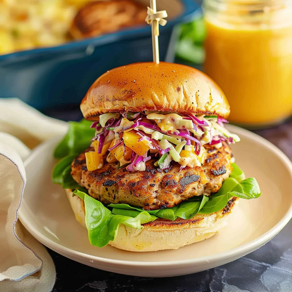 Zesty Jerk Turkey Burgers with Sweet Mango Slaw Recipe