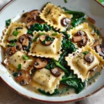 Mushroom Ravioli with Spinach