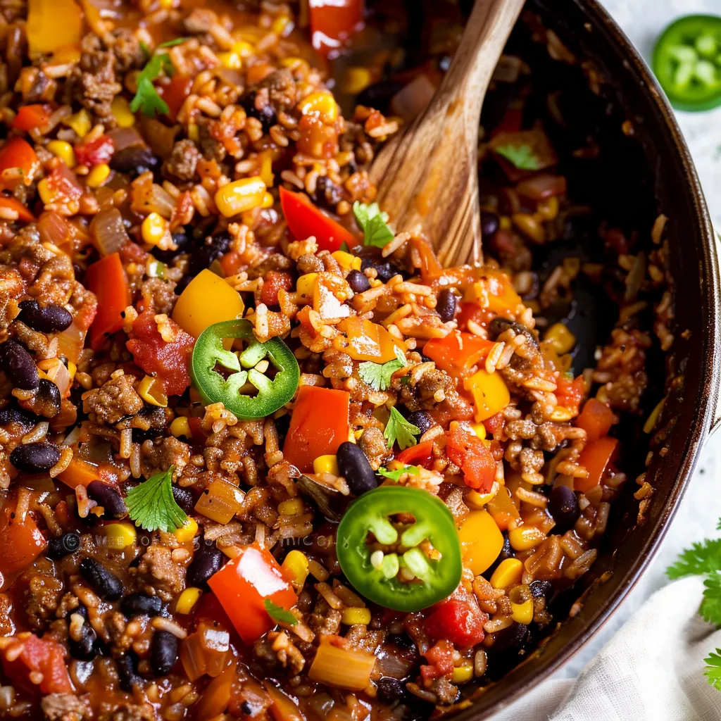 One Pot Mexican Beef and Rice Skillet