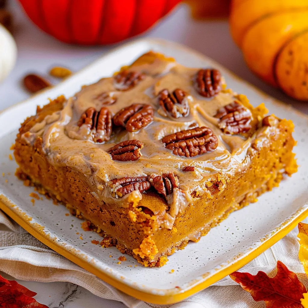 Praline Pumpkin Bars with Brown Sugar Frosting