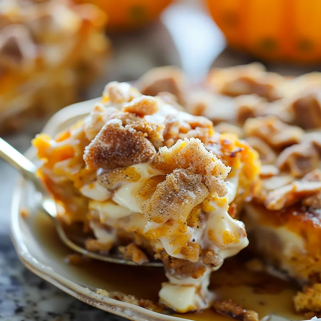 Pumpkin French Toast Bake with Cream Cheese Filling