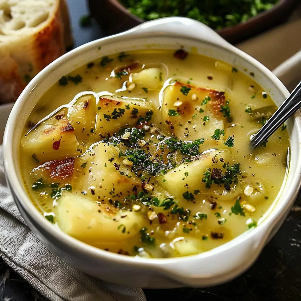ROASTED GARLIC POTATO SOUP