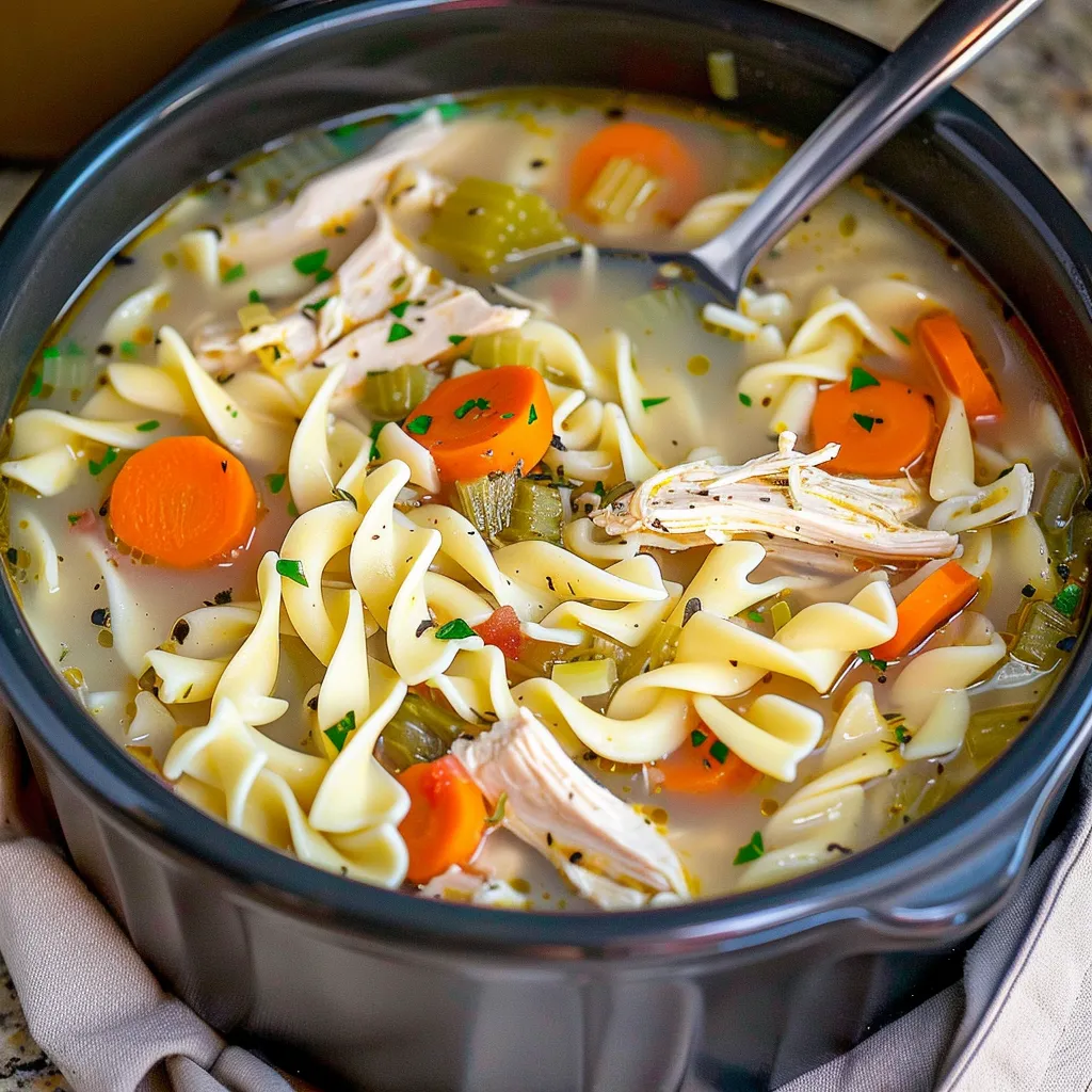Hearty Slow-Cooker Chicken Noodle Soup Comfort in a Bowl