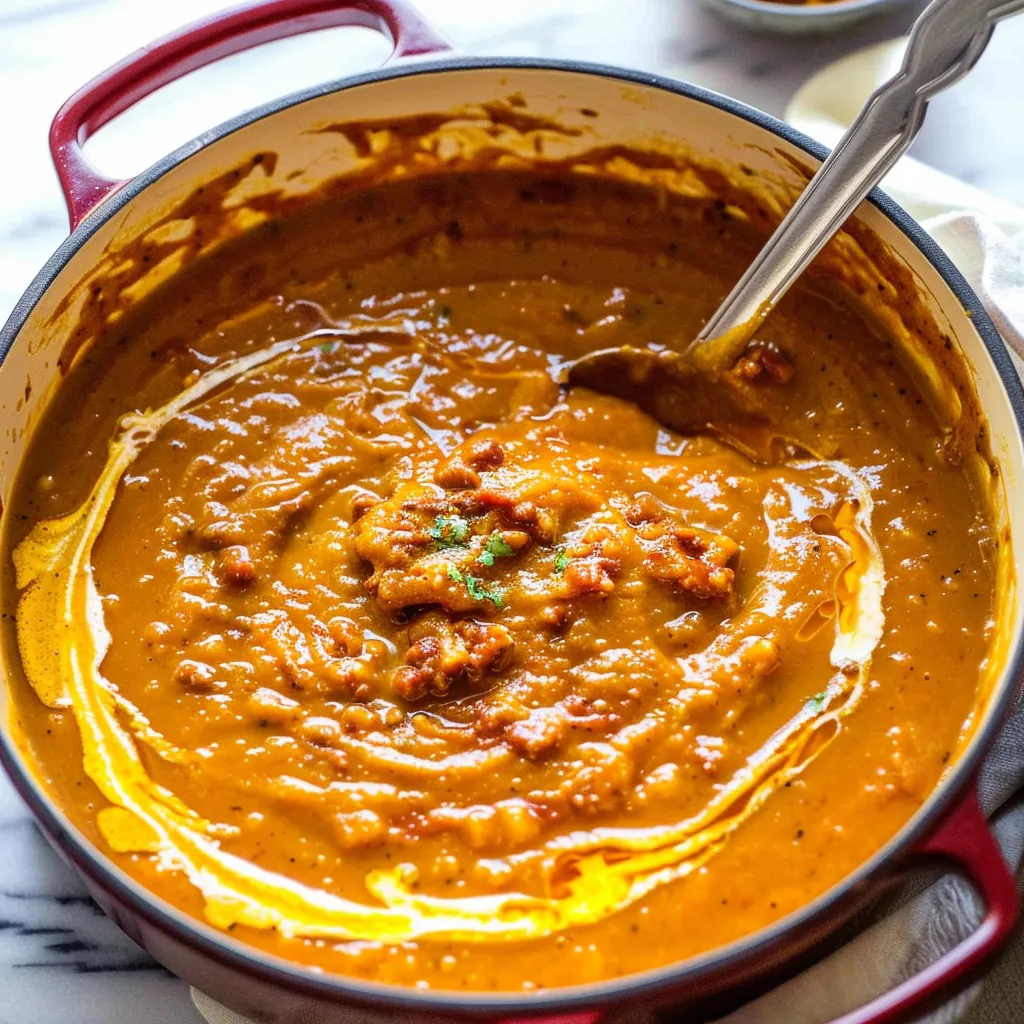 Spicy chorizo pumpkin soup