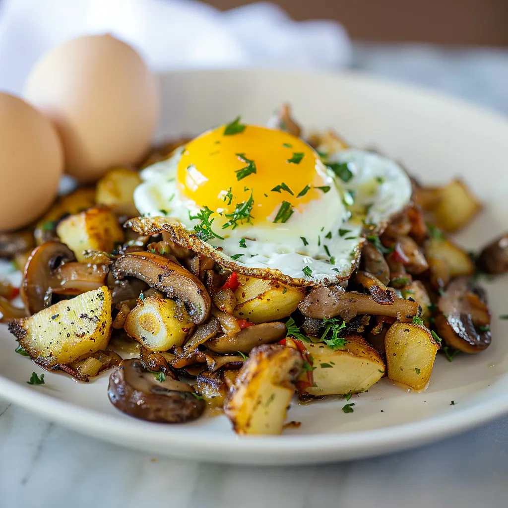 Wild Mushroom Hash and Eggs