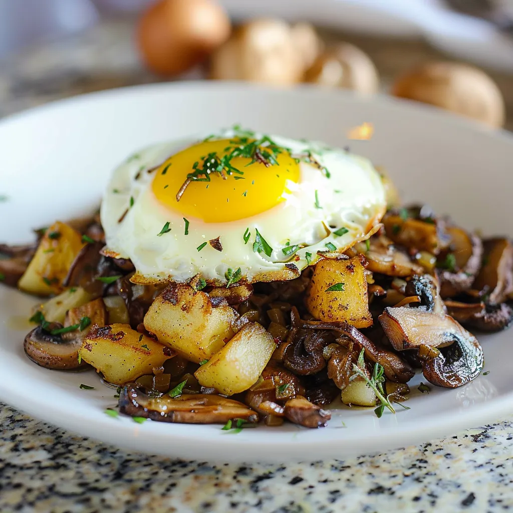 Wild Mushroom Hash and Eggs
