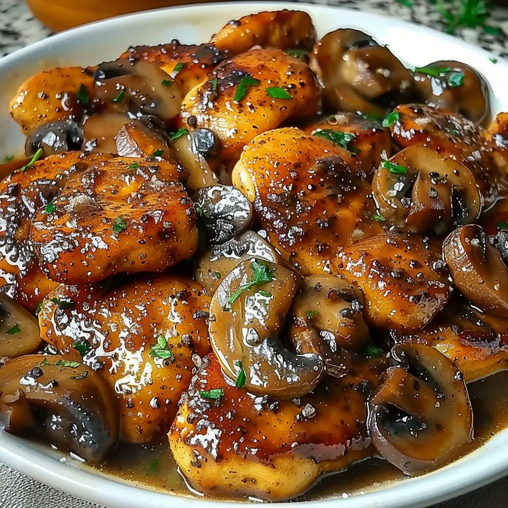 Black Pepper Chicken with Mushrooms