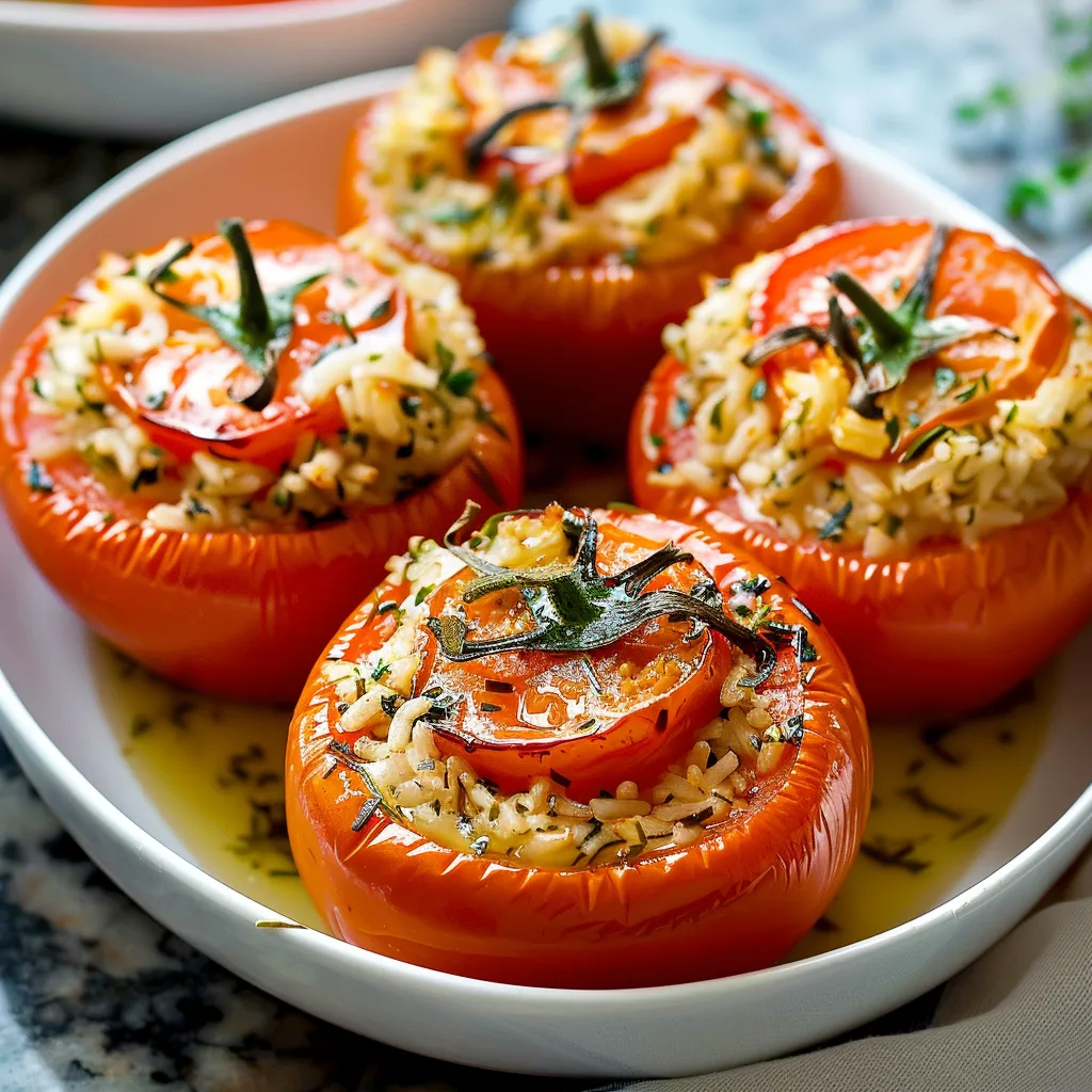 Irresistible Cheesy RiceStuffed Tomatoes Recipe for Delight
