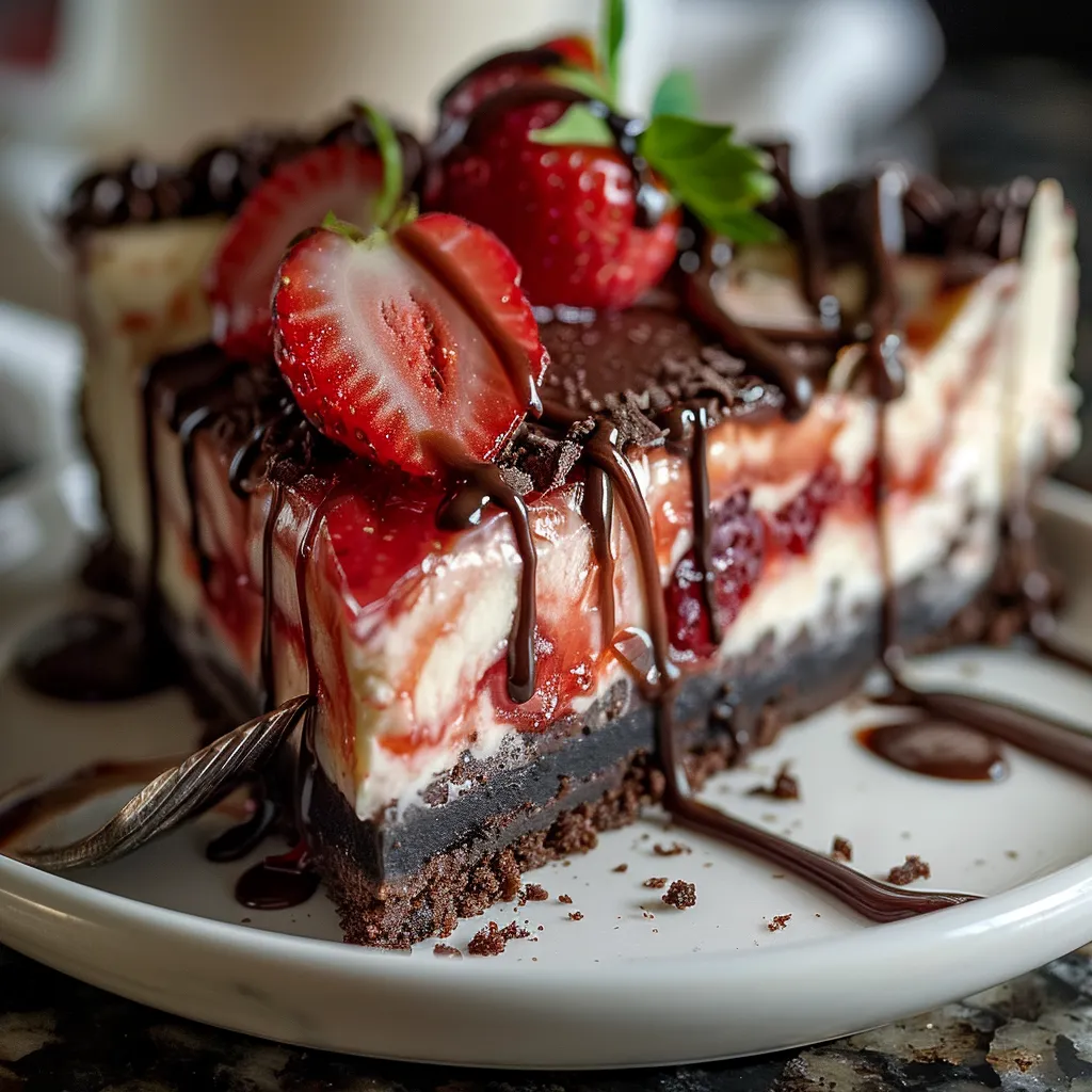 Chocolate Strawberry Swirl Cheesecake