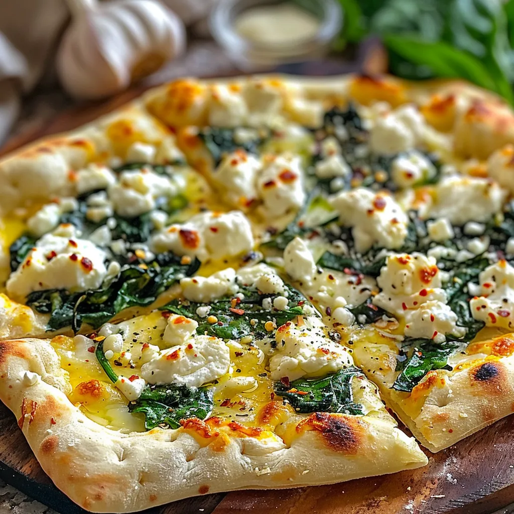 Savory Greek Roasted Garlic Spinach White Pizza Recipe