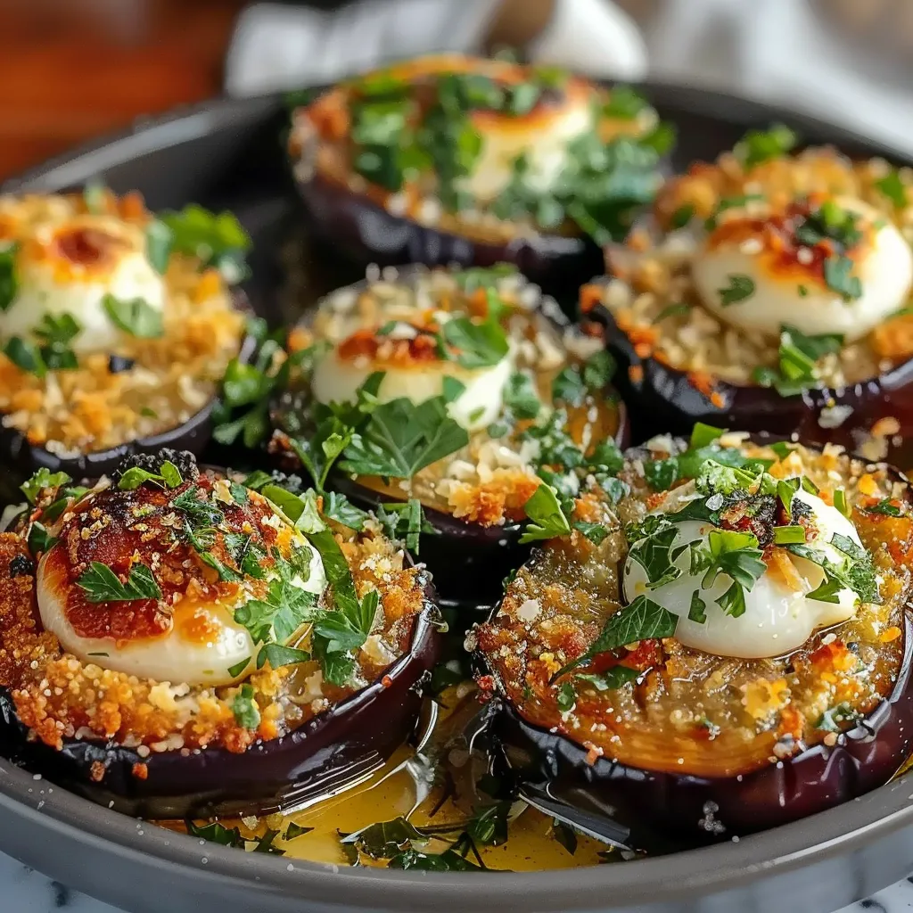 Garlic Herb Crusted Eggplant Slices
