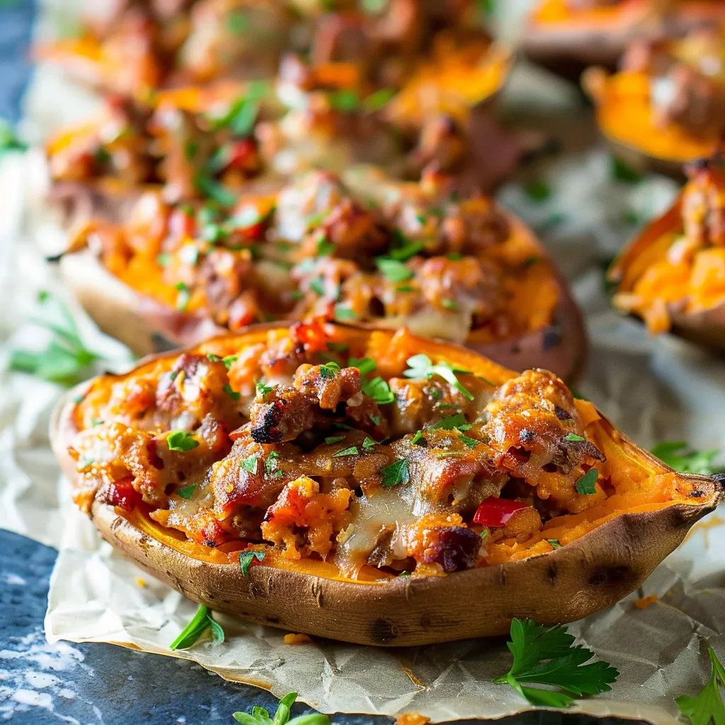 Italian Sausage Stuffed Sweet Potatoes