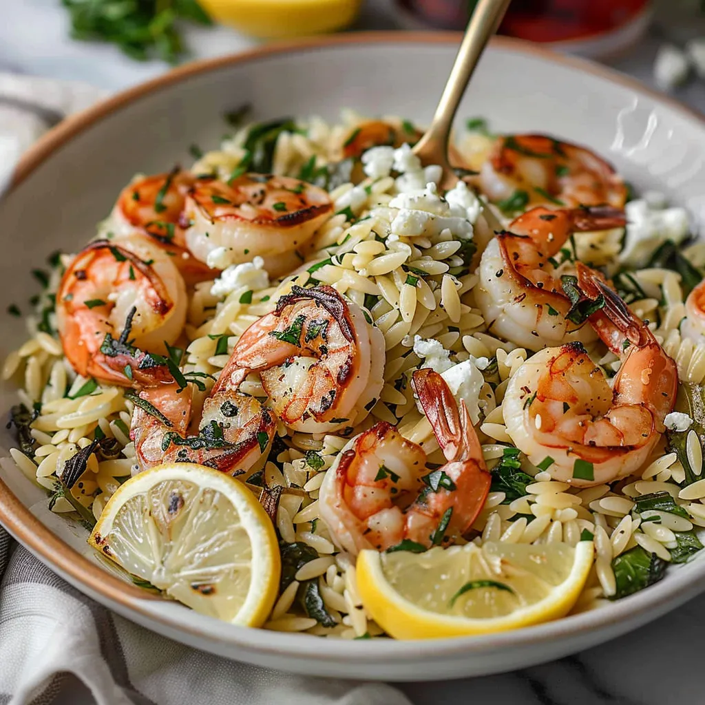 Zesty Lemon Feta Orzo with Roasted Shrimp A Flavor Powerhouse