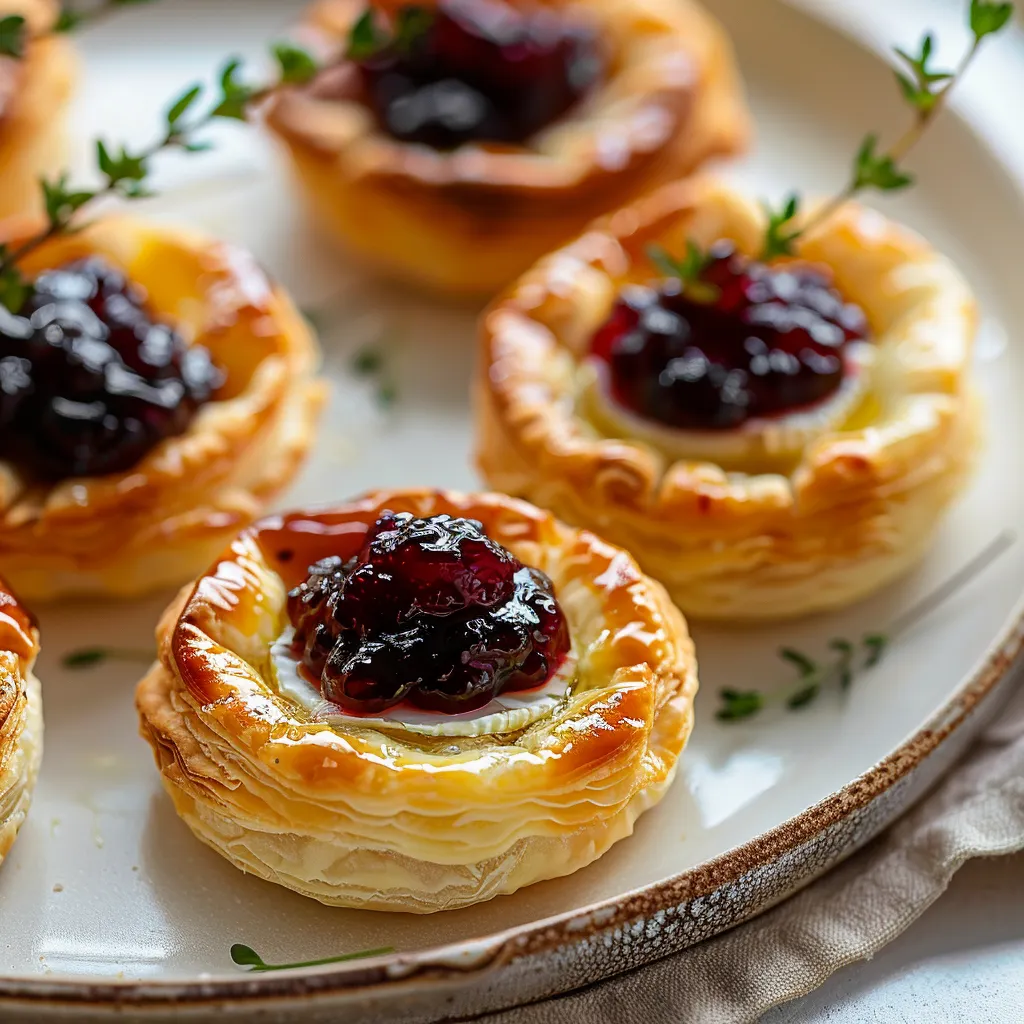 Delicious Mini Brie Bites in Puff Pastry with Jam Delight