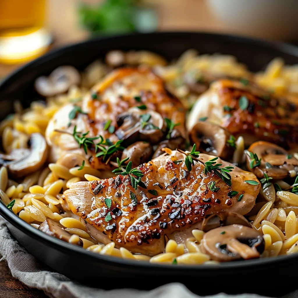 Savory One Pot Chicken Mushroom Orzo Recipe Easy Quick