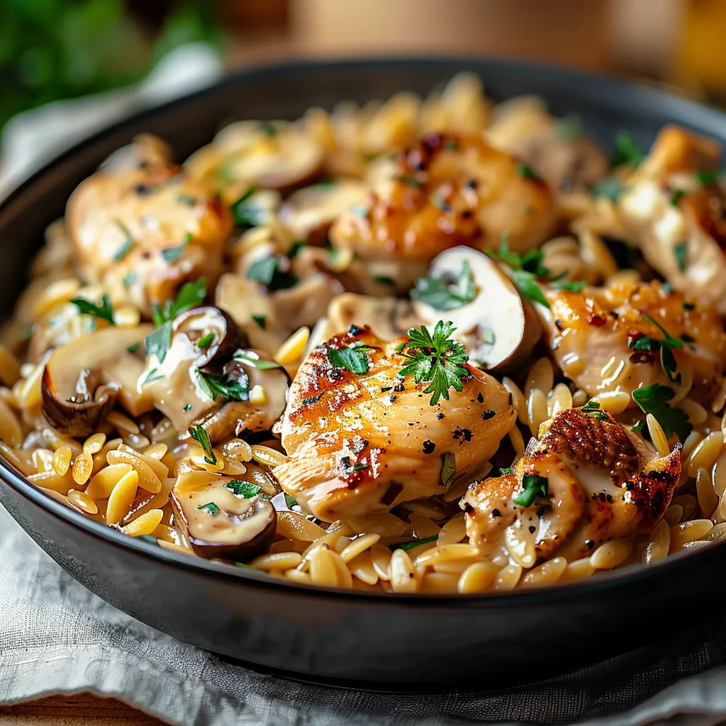 One Pot Chicken and Mushroom Orzo
