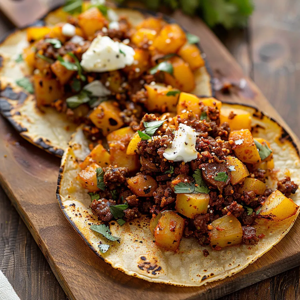 Papas Con Chorizo Tacos