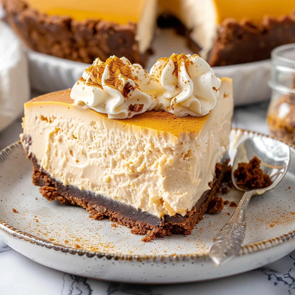 Pumpkin Cheesecake A no-bake cheesecake with a brownie grin