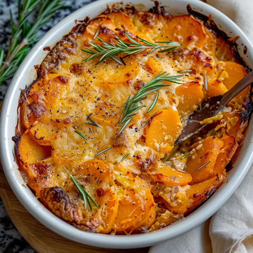 Irresistible Sweet Potato Gratin with Smoked Gouda Rosemary