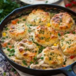 Skillet Chicken Pot Pie with Biscuits