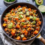 Southwest Sweet Potato, Black Bean and Rice Skillet