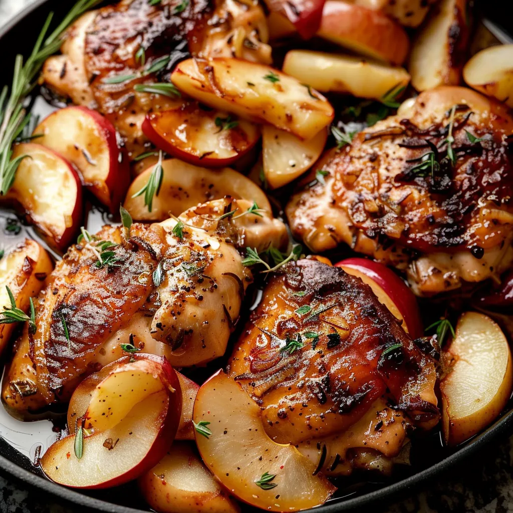 Spiced Chicken With roasted apples and onions