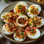 Spicy Chili Garlic Deviled Eggs