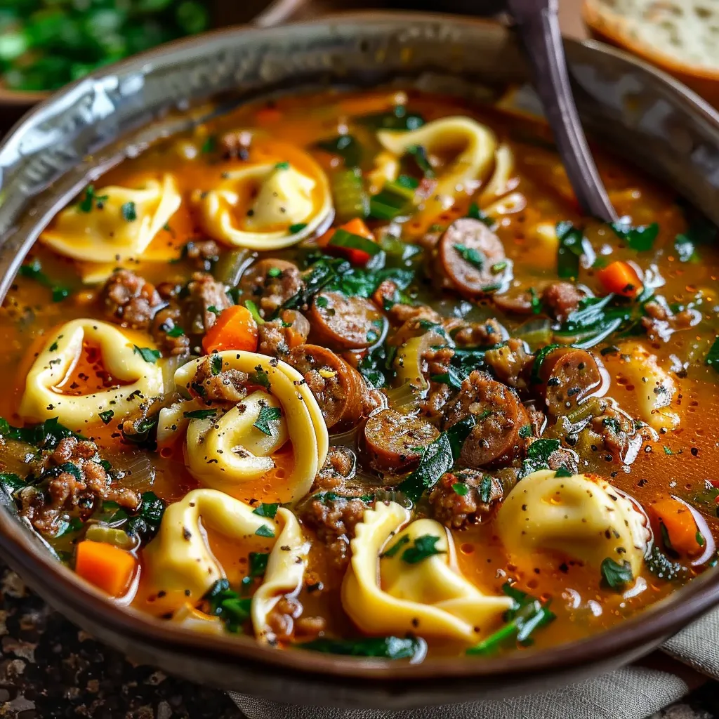 Hearty Autumn Tortellini Soup with Sausage Cozy Comfort Food