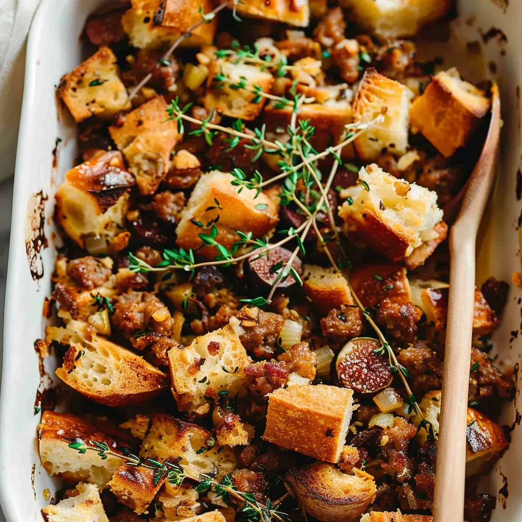 Savory Focaccia Fig Sausage Stuffing Irresistible Dish