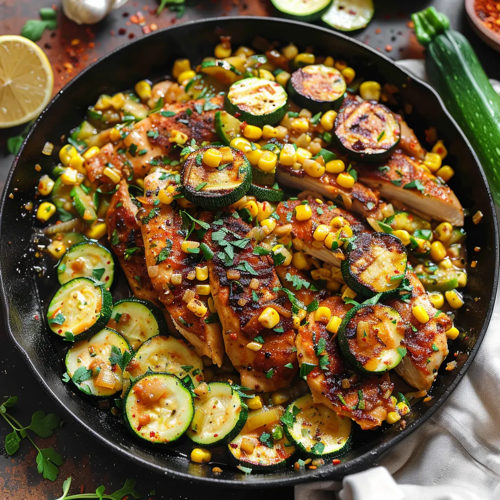 Savory Garlic Butter Chicken Zucchini Corn Delight Recipe