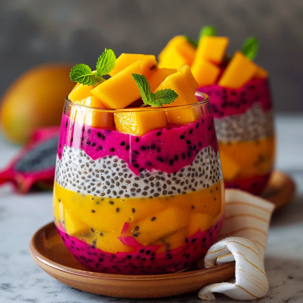 Mango and Dragon Fruit Chia Pudding
