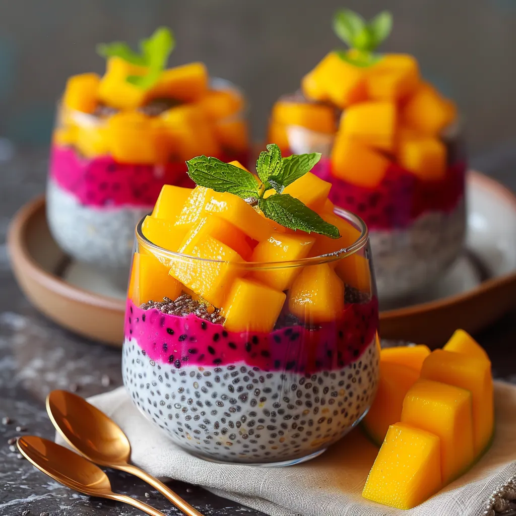 Mango and Dragon Fruit Chia Pudding