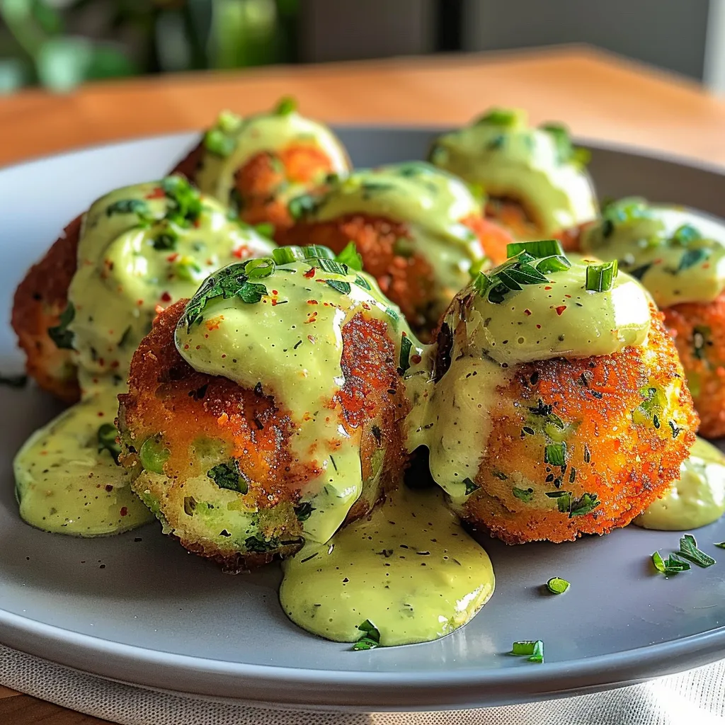 Delicious Salmon Balls with Creamy Avocado Sauce Recipe