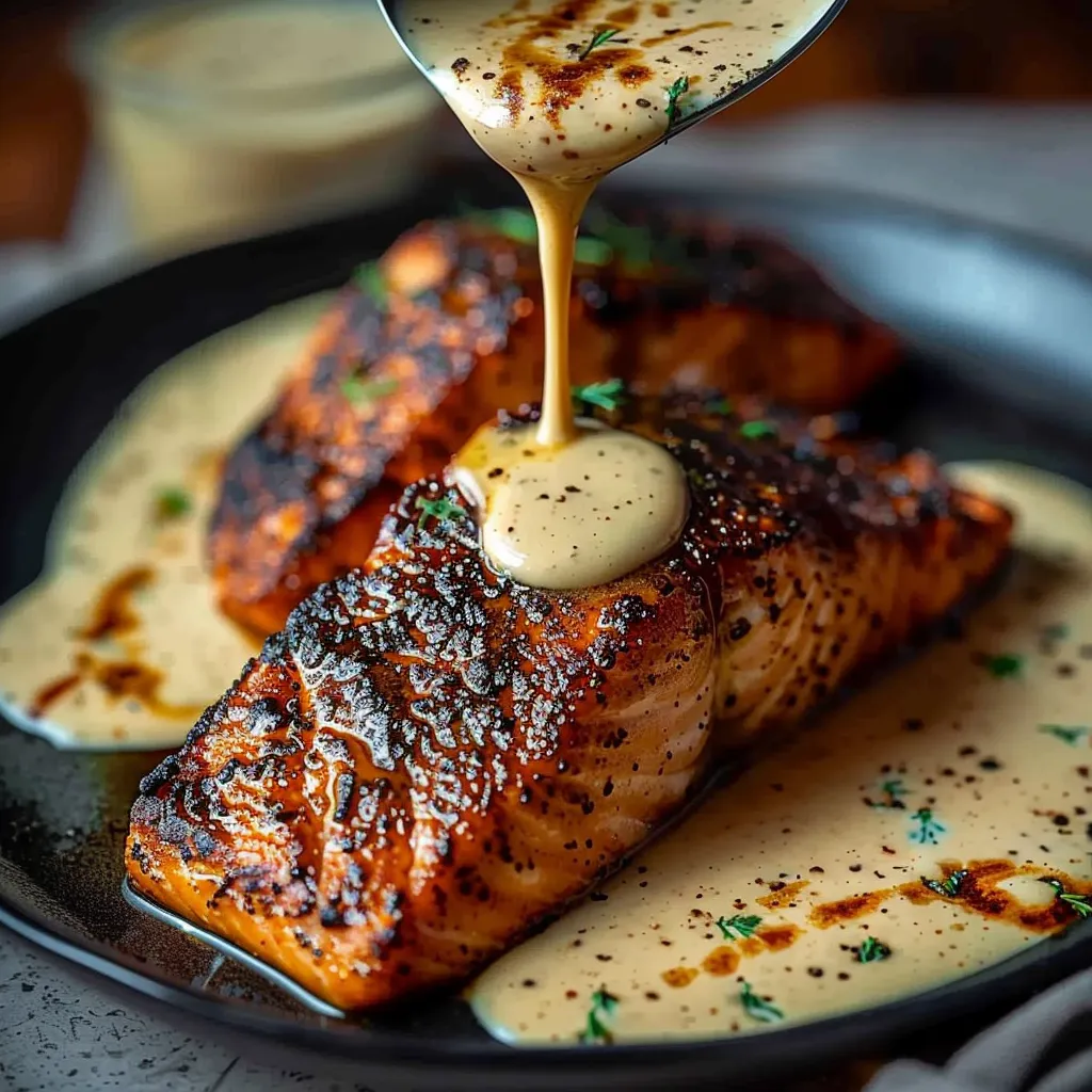 Savory Blackened Salmon with Creamy Dijon Sauce Recipe