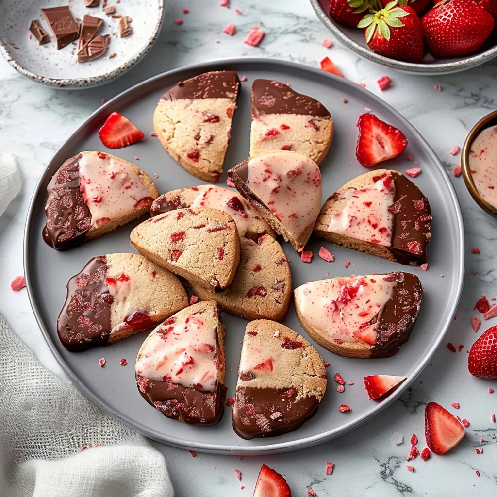 Irresistible Chocolate Dipped Strawberry Shortbread Cookies Recipe