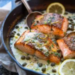 Crispy Skillet Salmon with Creamy Lemon Caper Sauce