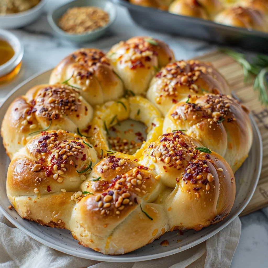 Savory Garlic Bread Wreath with Melty Baked Brie Delight