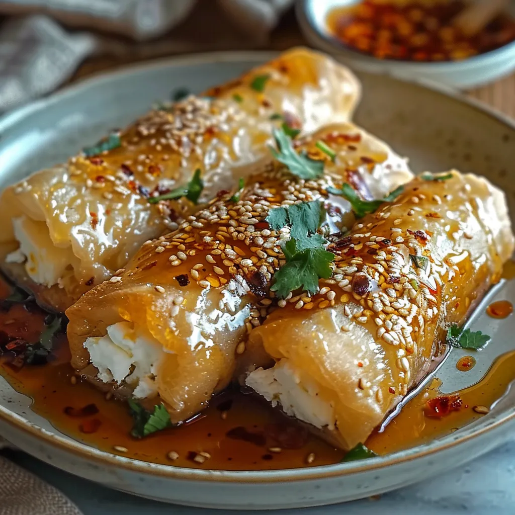 Irresistible Oven Fried Feta Rolls with Chili Honey Recipe