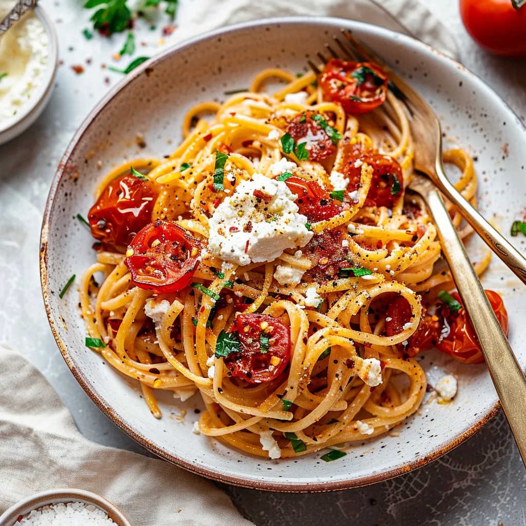 Savory Roasted Tomato and Garlic Ricotta Pasta Delight