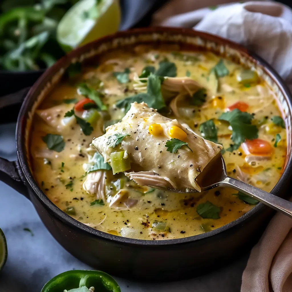 Delicious Slow Cooker Green Enchilada Chicken Soup Recipe Now