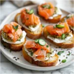 Smoked Salmon Crostini with Garlic Herb Cream Cheese