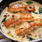 Tuscan Salmon with Parmesan Cream Sauce