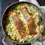 Creamed Corn Orzo with Salmon