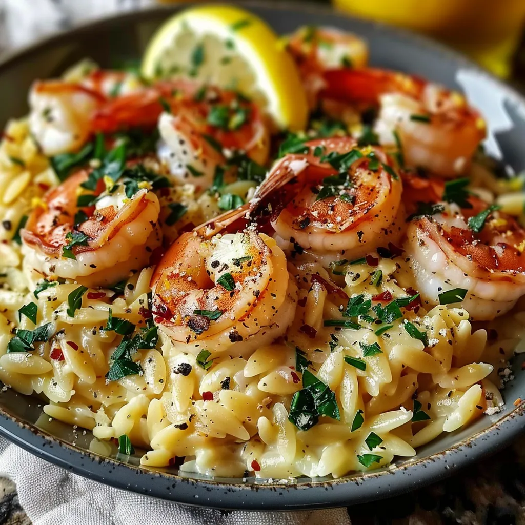 Savory Creamy Lemon Garlic Shrimp Orzo Recipe for Dinner Delight