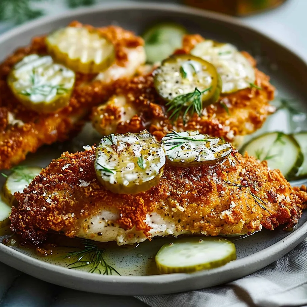 Crunchy Parmesan Chicken with Tangy Dill Pickle